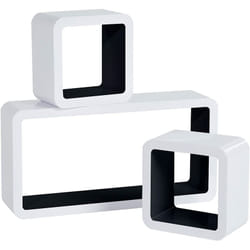Woltu - Lot de 3 Étagère Murale Cube en mdf, étagère cd Livres étagère, Blanc Noir