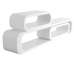 Woltu - Lot de 3 Étagère Murale étagère à Livres, étagère cd dvd Murale Salon Design Rétro, Blanc
