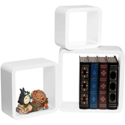 Woltu - Lot de 3 Étagère Murale en Bois mdf, étagère Cube de cd, Stockage de cd/dvd, Blanc