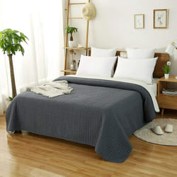 Woltu - Couvre-lit rembourré et matelassé, Couverture de lit Flannel Double réversible 220x240cm, Gris-Crème Patchwork