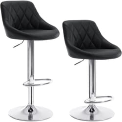 Lot de 2 Tabourets de bar Woltu avec repose-pieds, hauteur réglable, Tabouret en similicuir, siège bien rembourré, Noir