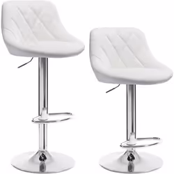 WOLTU Tabouret de bar lot de 2Tabouret en cuir synthétique Siège bien rembourré Hauteur réglable Facile à nettoyer Blanc