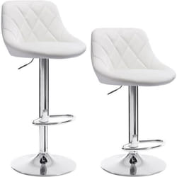 WOLTU Tabouret de bar lot de 2Tabouret en cuir synthétique Siège bien rembourré Hauteur réglable Facile à nettoyer Blanc