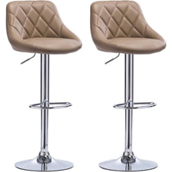 Tabouret de bar en similicuir lot de 2 avec repose-pieds, hauteur réglable, 35x38x(84-106)cm - Woltu