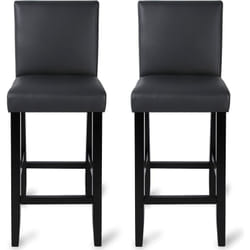 Lot de 2 Tabourets de bar WOLTU, avec pieds en bois, Chaises avec dossier en cuir synthétique, 41 x 43 x 110cm, Gris