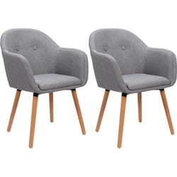 Lot de 2 Chaises de salle à manger WOLTU, Chaise de cuisine, Siège en lin, Pied en bois massif, Gris clair