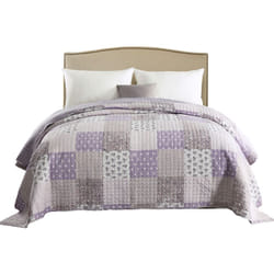 Woltu - Dessus de lit Patchwork, Couvre-Lit matelassé, Jeté de lit pour lit double, 150x200cm, Patchwork Violet clair