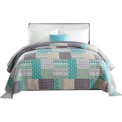 WOLTU Dessus de lit Patchwork Couvre-Lit matelassé  Jeté de lit pour lit double 150x200cm Patchwork Vert clair