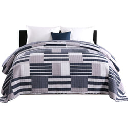 WOLTU Dessus de lit Patchwork, Couvre-Lit matelassé, Jeté de lit pour lit double, 170x210cm, Patchwork Stripes+Karo