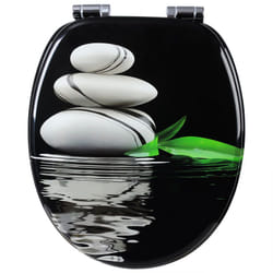 Woltu - Abattant de toilette en mdf avec charnière zinguée, Couvercle de wc, antibactérienne, 43, 2x37, 6cm, Pierre Noir