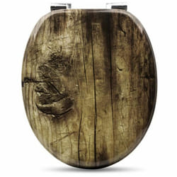 Woltu - Abattant de toilette en mdf avec charnière zinguée, Couvercle de wc, antibactérienne, 43, 2x37, 6cm, Vieil Arbre