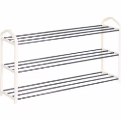 WOLTU Etagère à chaussures de 3 étages Meuble à chaussure pour 12 paires de chaussures Tube en acier79*19.5*45cm Crème