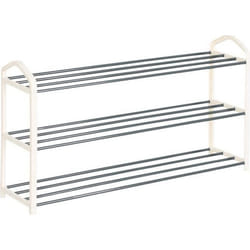 WOLTU Etagère à chaussures de 3 étages Meuble à chaussure pour 12 paires de chaussures  Tube en acier79*19.5*45cm Crème