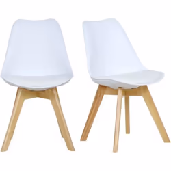 WOLTU Lot de 2 Chaises de salle à mangerChaise de cuisineChaises scandinaves Pied en bois Style nordique Blanc