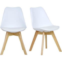 WOLTU Lot de 2 Chaises de salle à mangerChaise de cuisineChaises scandinaves Pied en bois Style nordique Blanc