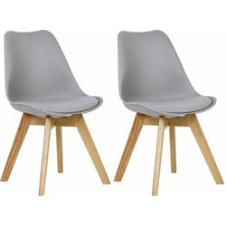 Chaise de salle à manger lot de 2, Chaise de cuisine, pied en bois, style nordique, Gris - Woltu