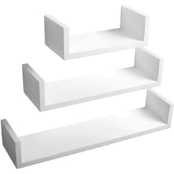 Woltu - Lot de 3 Etagères murales flottantes de cd - Bois mdf - Blanc - Epaisseur 2 cm
