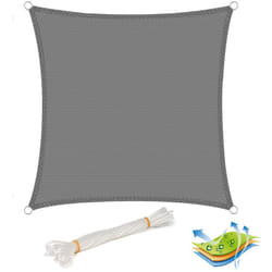 Voile d'ombrage carré 4x4 m,en hdpe, protection contre le soleil avec protection uv pour jardin/terrasse, Gris - Woltu