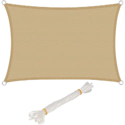 Voile d'ombrage rectangulaire 3x4m, en hdpe, protection contre le soleil avec protection uv pour jardin, terrasse ou camping, Sable - Woltu
