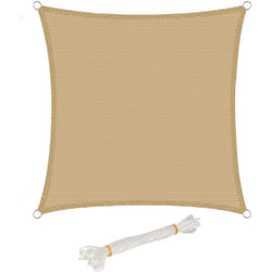 Voile d'ombrage carré 4x4m, en hdpe, protection contre le soleil avec protection uv pour jardin, terrasse ou camping, Sable - Woltu