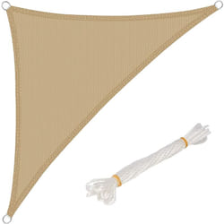 WOLTU Voile d’ombrage triangulaire 4,2x4,2x6 m, en HDPE, protection contre le soleil avec protection UV pour jardin ou camping, Sable