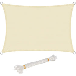 Voile d'ombrage rectangulaire 2x3m, en hdpe, protection contre le soleil avec protection uv pour jardin, terrasse, Crème - Woltu