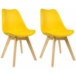 WOLTU Chaise de salle à manger lot de 2, Chaise de cuisine, pied en bois, style nordique, Jaune