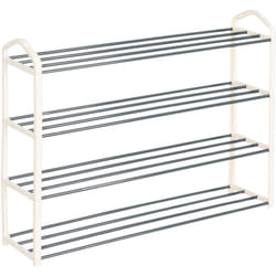 Etagère à chaussures de 4 étages, Meuble à chaussure pour 16 paires de chaussures, Tube en acier, 79x19, 5x62cm, Crème - Woltu