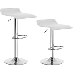 Lot de 2 Tabouret de Bar en Similicuir et Acier chromé, Tabouret réglable et Rotatif, Blanc - Woltu
