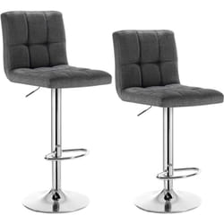 Lot de 2 Tabouret de bar en lin Woltu Siège bien rembourré, Tabouret pivotant, ajustable en hauteur, Gris foncé