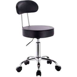 Woltu - Tabouret de bar pivotant tabouret de travail à roulettes, chaise de bureau avec dossier, hauteur réglable, Noir