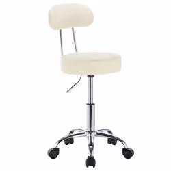 WOLTU Tabouret de bar pivotanttabouret de travail à roulettes dossier et hauteur réglableen similicuirCrème