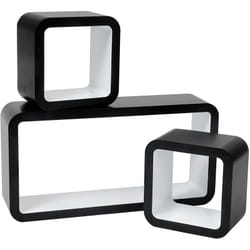Woltu - Lot de 3 Étagère Murale Salon du Cube rétro Étagère, étagère Cube Murale en Bois mdf, étagère cd dvd Murale, Noir Blanc