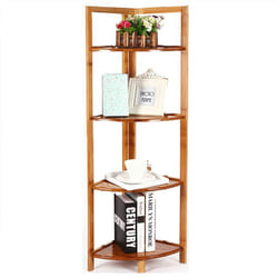 Etagère en bambou, Etagère de salle de bain/cuisine, Etagère à 4 Niveaux, 27x38x120 cm - Woltu