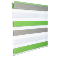 Woltu - 1 pièce Store Enrouleur Double, Fixation Rapide sans perçage, Isolant Thermique, 45x150cm, Blanc+Vert+Gris DR5615m1
