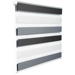 Woltu - 1 pièce Store Enrouleur Double. Fixation Rapide sans perçage. Isolant Thermique.75x150cm.Blanc+Gris+Anthracite DR5616m6