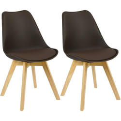 2 Chaises de Salle à Manger Cuisine/Salon chaises, Design en Similicuir et Bois Massif, Brun - Woltu