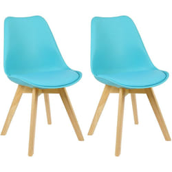Chaise de salle à manger lot de 2, Chaise de cuisine, pied en bois, style nordique, Bleu - Woltu
