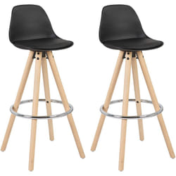 Lot de 2 Tabourets de bar Woltu en similicuir et bois avec repose-pieds 38, 5x33x96, 5cm Noir
