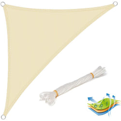 Voile d'ombrage Triangulaire 3,6x3,6x5,1 m, en hdpe, protection contre le soleil avec protection uv pour jardin/terrasse, Crème - Woltu