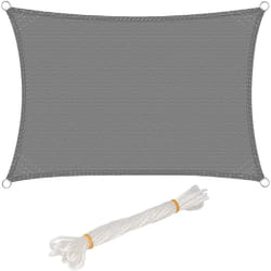 Voile d'ombrage rectangulaire 5x7m, en polyester, protection contre le soleil avec protection uv pour jardin ou camping, Gris - Woltu