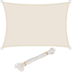 Voile d'ombrage rectangulaire 2x4 m, en polyester, protection contre le soleil avec protection uv pour jardin ou camping, Crème - Woltu