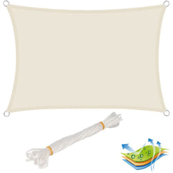 Voile d'ombrage rectangulaire 3x5 m, en polyester, protection contre le soleil avec protection uv pour jardin ou camping, Crème - Woltu