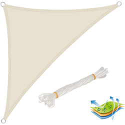 Voile d'ombrage triangulaire 5x7x7 m, en polyester, protection contre le soleil avec protection uv pour jardin ou camping, Crème - Woltu