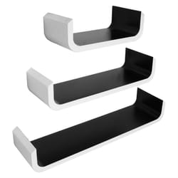 Woltu - tagère murale cube en mdf pour livres/CD/DVD Étagère de bonsaï, Étagère pour salon/chambre, lot de 3, Blanc Noir
