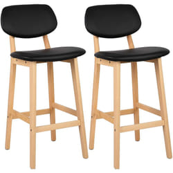 Lot de 2 Tabouret de Bar Woltu Tabouret de Cuisine Design en Cuir Artificiel et Bois, Noir