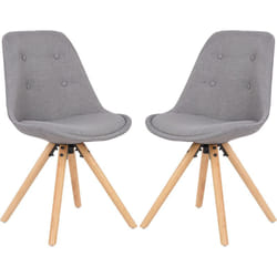 Woltu - Chaise de salle à manger lot de 2, siège en lin, Chaise de cuisine, pied en bois, style nordique, Gris