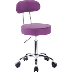 Tabouret de Bureau, tabouret de travail à roulettes, chaise de bureau avec dossier, hauteur réglable, Violet - Woltu