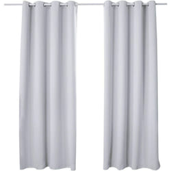 Lot de 2 Rideaux occultant à Oeillets, Rideau Isolant intérieur 135x245cm, Gris Blanc VH5877ws-2 - Woltu