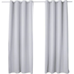Lot de 2 Rideaux occultant à Oeillets, Rideau Isolant intérieur 135x225cm, Gris Blanc VH5878ws-2 - Woltu